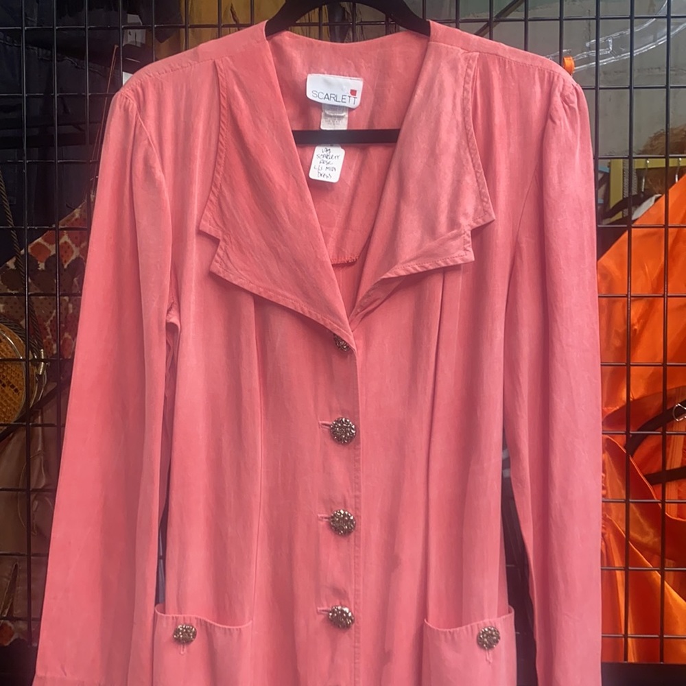 Vintage Scarlett Rose Colored Button Front Shirt Dress - Picture 3 of 7